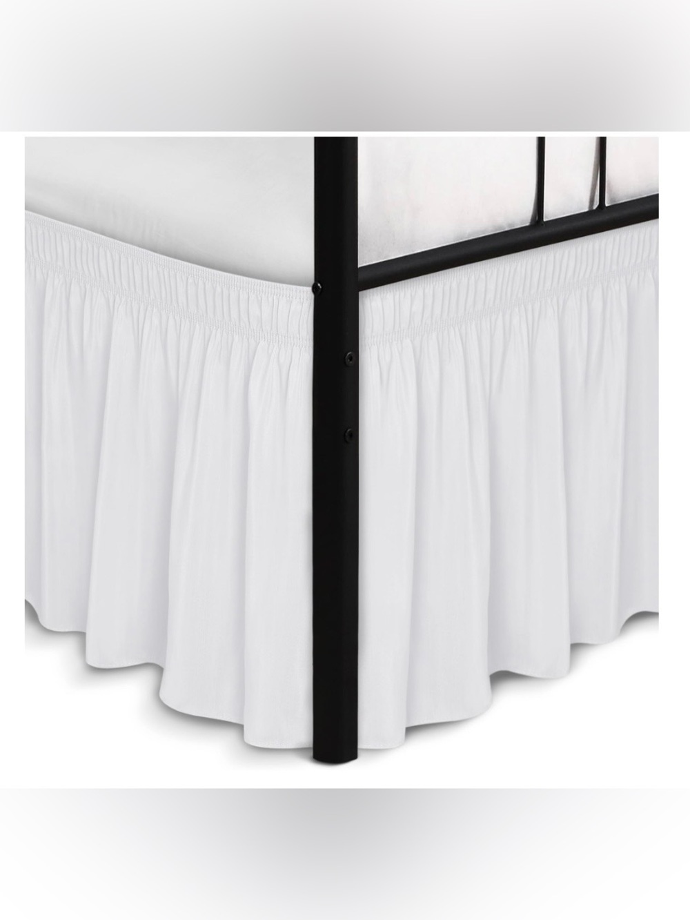 QUEEN KING/CAL KING SIZE Wrap-Around Bed Skirt 18ā Drop - WHITE